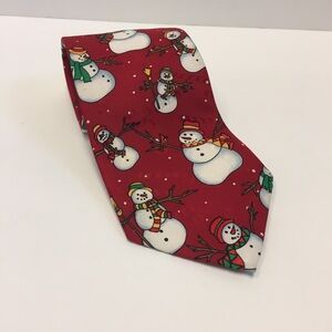 VTG Hallmark YuleTie Greetings Christmas NeckTie Snowmen OfficeWear Party Festiv